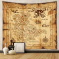 Detailansicht der Vintage-Schatzkarten-Wandteppich mit Piratenschiff und Kompass - Gt427-6 / 73X95CM (Gebürsteter Stoff)