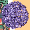 Purple flower clay beads 10mm with orange core and pre-drilled holes for DIY jewelry - Deep Purple Plum Blossom