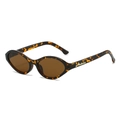 Vintage oval tortoiseshell sunglasses with brown lenses and golden metal logo details - Tortoiseshell Frame Tea Lens