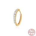 Detailed macro view of a gold S925 sterling silver hoop earring with cubic zirconia inlay - Style 2 / Gold