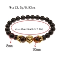 Matte black lion head bracelet with brown tiger eye stones and elastic cord for men - Matte Gold Lion Bracelet