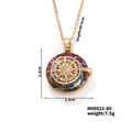 Exquisite gold sunburst necklace pendant with white rhinestones and a colorful inlay finish - Blue Green Refractive Sunburst Style (N00921-80)