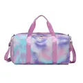 Sac de voyage spacieux imperméable avec imprimé tie-dye violet et bandoulière amovible - Graffiti Argent Mauve