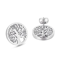 Silver hollow Tree of Life stainless steel stud earrings with brilliant cutout pattern - Silver Tree of Life Hollow Style (KE55601-K)