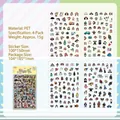 Set di 4 fogli di adesivi cartoon in PET impermeabile per diari e scrapbooking creativo - Pieno di Energia