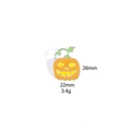 Detail of orange enamel pumpkin brooch showing 26mm x 22mm dimensions and 3.4g weight - M175#8 Pumpkin with Leaf