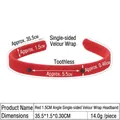 Red velvet wrapped ABS headband without teeth, standard size for DIY hair accessories - Red 1.5CM Horned Velvet Wrapped