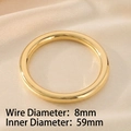 Bracciale rigido bombato in acciaio inossidabile placcato oro 18K, diametro interno 59mm - Diametro del Filo 8mm(KB188659-GC) / Oro