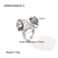 Polished silver curved ring with 2.46cm width and 1.70cm diameter in wavy design - Silver Wave Crinkled Ring (JDRW2306035-S)
