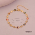 Golden copper anklet with colorful enamel butterfly and heart charms, 2g weight - 5# Butterfly Heart Style