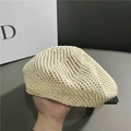 Berretto beige all'uncinetto con motivo a maglia traspirante per donna - M / Beige