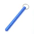 Blue aluminum self-defense keychain with non-slip grooves and pointed window breaker tip - Round Head Dark Blue
