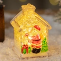 Luminous crystal Christmas house ornament with Santa and LED light for holiday decor - Transparent Dark Santa Claus House