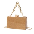 Pochette de soirée dorée étincelante en acrylique avec bandoulière et fermoir sphérique - Or Foncé à Paillettes Fines