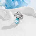Clou d'oreille champignon argenté avec pierre ronde et zircon bleu clair en forme de goutte - Pièce Unique / Style Bleu Mer Clair (A1050-3#Bleu Mer Clair)