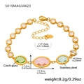 Golden stainless steel anklet featuring colorful Czech glass stones and sizing details - Oval / 17+5cm / Gold Multicolor