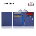 Dark blue RFID blocking credit card wallet with multiple slots and lychee pattern - RFID 9 Slots with Coin Pocket / Dark Blue