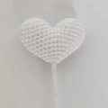 Handmade white crochet heart bouquet decoration on a wooden stick for gifting - Pure White