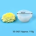 Peony flower silicone mold for handmade soap and candle making, size 9.5cm and 110g - Large / White
