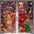 Christmas window decals with cute cartoon beagle and dachshund dogs in holiday setting - 2-Piece Set (BQ621+BQ622)