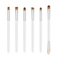Set di 6 pennelli da trucco con manici bianchi e fibre marroni per occhi e labbra - Bianco Tubo d'Argento
