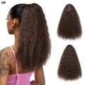 Deep brown yaki ponytail extension with drawstring net for secure hair styling - Medium Brown (6#)