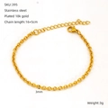 Detalle de la pulsera de cadena en O de 3 mm de acero inoxidable bañada en oro de 18K y cierre - Pulsera (ZH395) / Oro de 18K / Dorado