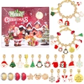 Christmas countdown advent calendar jewelry set with 24 festive charms and gold bracelets - Style M-17H