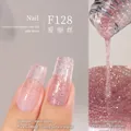 Japanese plant-based glitter nail gel polish F128 in shimmering soft pink gradient finish - F128 Alice (Pale Pink)