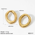 Irregular geometric gold stainless steel earrings with dimension details and weight - Gold
