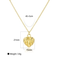 Detail view of 18k gold heart pendant showing dimensions 21x15mm and 45+5cm chain length - Striped Heart Pendant Necklace / Gold