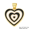 Golden heart pendant with black and white enamel concentric layers for DIY jewelry making - Black and White Heart Style
