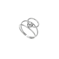 French twisted silver wheat ear design ring in stainless steel with open adjustable band - R304016-Steel