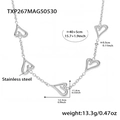 Collier en acier inoxydable argenté poli avec plusieurs pendentifs en forme de cœur évidé - Collier Coeur Argenté (TXP267)