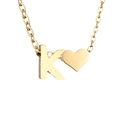 Collana dorata con pendente a cuore 3D e lettera K su una classica catena a maglie O - Lettera K - Oro