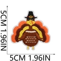 Close-up of 5cm Thanksgiving turkey pilgrim hat embroidery patch with 1.96in size labels - Cool Pilgrim Turkey