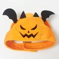 Cute Halloween pumpkin bat pet hat with orange plush and black embroidery wings - Small / Orange with Wings