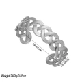 Polished silver braided pattern cuff bracelet in stainless steel with open-end design - Woven Style (YY329) / Steel