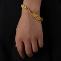 Bracciale a catena con maglie testurizzate in acciaio inossidabile placcato oro lucido - Twill Pattern Lobster Clasp / Oro