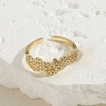 Verstelbare goud vergulde evil eye ring met fonkelende zirkoon en bubbel ontwerp - Geometrische Zirconia (JZ0297-2) / Goud