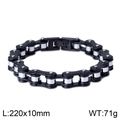 Herren Hip-Hop Fahrradketten-Armband aus schwarzem und silbernem Edelstahl, 220x10mm - Schwarz & Silber (KB44582-D)
