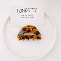 Elegant tortoiseshell patterned semi-circle acetate hair claw clip for women's hairstyle - Dark Tortoiseshell