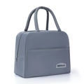 Insulated dark grey lunch bag with durable handles and front pocket storage - Grey