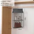 2-tier grey mesh hanging handbag organizer for closet with metal hooks, 40x16x70cm - 2-Tier / Gray