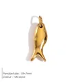 14K gold plated stainless steel fish pendant measuring 18x7mm for DIY jewelry making - Fish Style (BP2879)