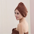 Absorbent brown microfiber hair drying cap and matching bathrobe set for women - 60*25cm 70g / Coffee