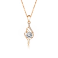 Elegant rose gold S925 sterling silver necklace with sparkling D-color moissanite pendant - Twisting Helix (fddz-011) / Rose Gold
