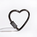 Black heart-shaped carabiner pendant with micro-pave zircons for DIY jewelry making - Gunmetal Heart Style (DBN014-3)