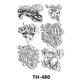 Waterproof temporary tattoo sticker with black line art designs, model TH-480 - Th-480 / 210*148mm