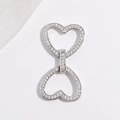 Elegante conector de corazón en plata S925 con circonitas para creación de joyas - Grande / Plateado